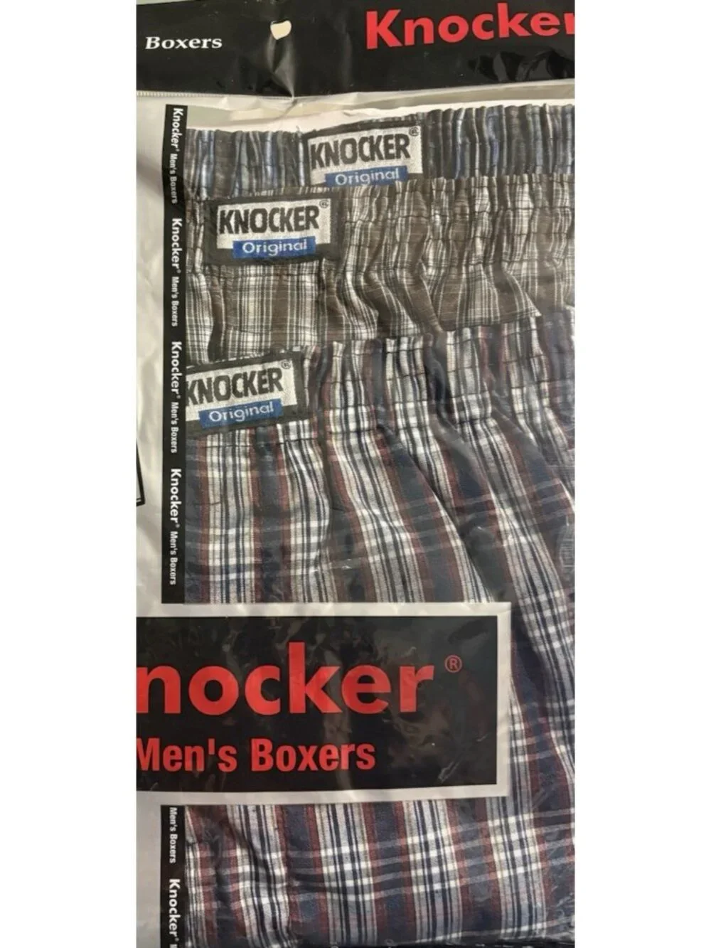 Mens Knocker Boxers Underwear Plaid (1) 3Pk Size S 30-32 3-PCS Polyester/Cotton